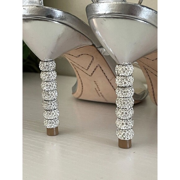 Sophia Webster Silver Rosalind Crystal Heel Sandals Size 40 Formal Ankle Strap - Picture 5 of 11